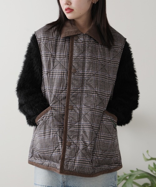 Vincent et Mireille（バンソンエミレイユ）の「Vincent et Mireille/バンソンエミレイユ RIDING VEST(PRINT) ライディングベスト(プリント) キルティングベスト（ベスト・メンズ・ベージュ・36）」の9枚目の写真