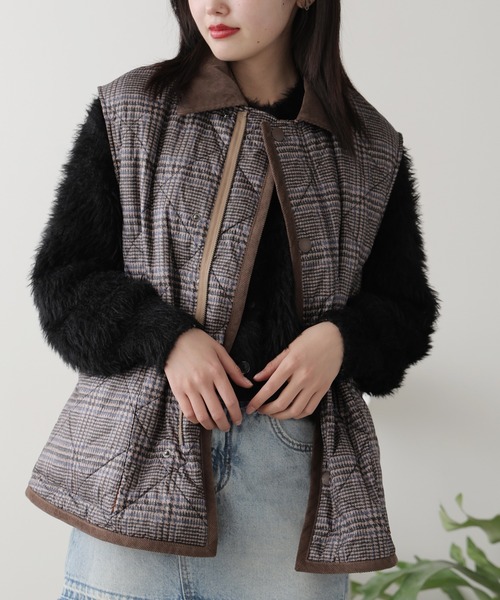 Vincent et Mireille（バンソンエミレイユ）の「Vincent et Mireille/バンソンエミレイユ RIDING VEST(PRINT) ライディングベスト(プリント) キルティングベスト（ベスト・メンズ・ベージュ・36）」の11枚目の写真