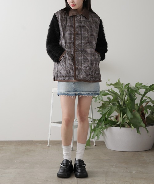 Vincent et Mireille（バンソンエミレイユ）の「Vincent et Mireille/バンソンエミレイユ RIDING VEST(PRINT) ライディングベスト(プリント) キルティングベスト（ベスト・メンズ・ベージュ・36）」の13枚目の写真