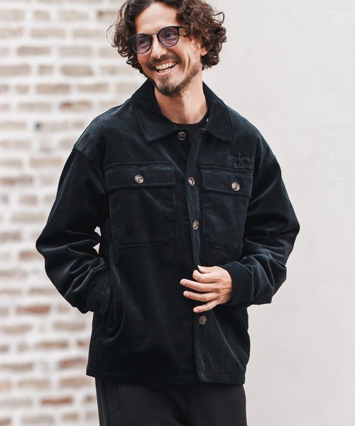 mj10862-corduroy CPO Jacket with cursive embroidery コーデュロイ