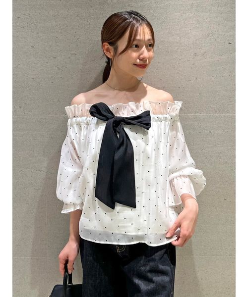 SNIDEL - ❤︎新品未使用品！スナイデル ブラウス❤︎ snidel スナイデル タイ付きブラウス 2024 ブルー 新品未使用