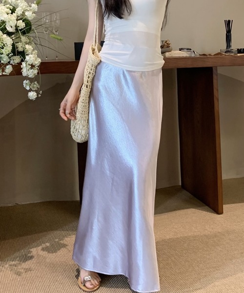 FREE STYLISTS(フリー スタイリスト)の「YUGA_YGMC Satin mermaid skirt(スカート・レディース・ラベンダー/シャンパン/ベビーピンク/ブラック/ライトブルー/オフホワイト・L/M)」の15枚目の写真