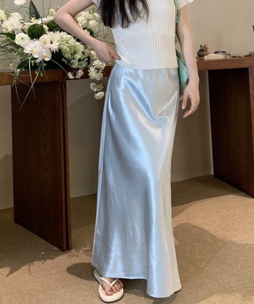 FREE STYLISTS(フリー スタイリスト)の「YUGA_YGMC Satin mermaid skirt(スカート・レディース・ラベンダー/シャンパン/ベビーピンク/ブラック/ライトブルー/オフホワイト・L/M)」の19枚目の写真