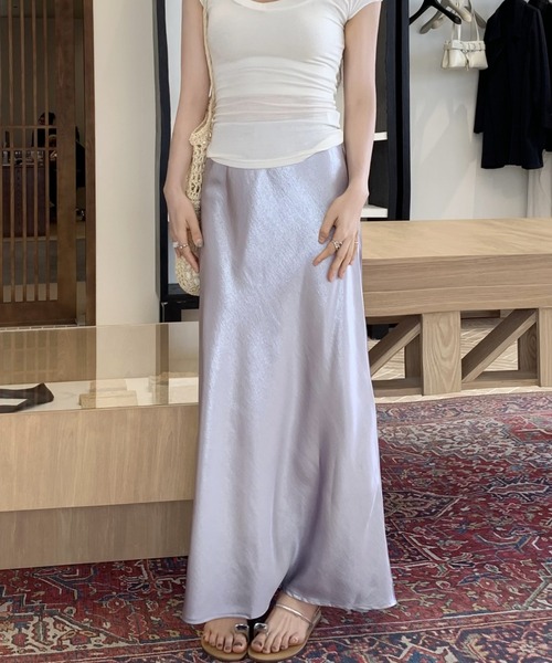 FREE STYLISTS(フリー スタイリスト)の「YUGA_YGMC Satin mermaid skirt(スカート・レディース・ラベンダー/シャンパン/ベビーピンク/ブラック/ライトブルー/オフホワイト・L/M)」の17枚目の写真