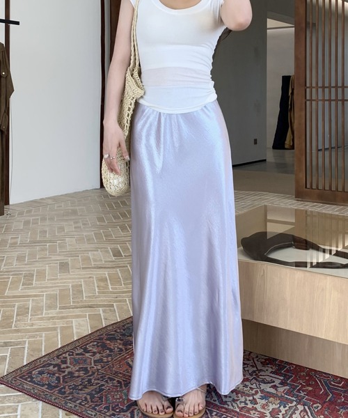 FREE STYLISTS(フリー スタイリスト)の「YUGA_YGMC Satin mermaid skirt(スカート・レディース・ラベンダー/シャンパン/ベビーピンク/ブラック/ライトブルー/オフホワイト・L/M)」の22枚目の写真