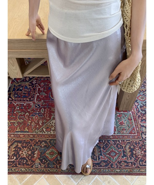 FREE STYLISTS(フリー スタイリスト)の「YUGA_YGMC Satin mermaid skirt(スカート・レディース・ラベンダー/シャンパン/ベビーピンク/ブラック/ライトブルー/オフホワイト・L/M)」の18枚目の写真