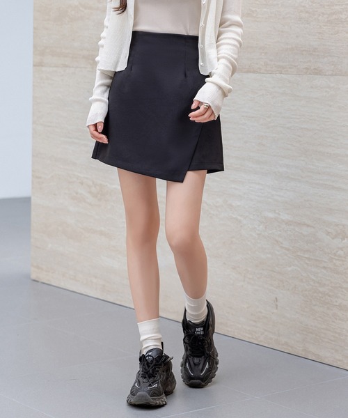 レディース インパン付ききれいめラップ風ミニスカート（スカート