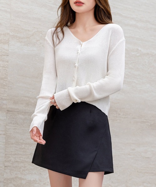 DAY CLOSET（デイ クローゼット）の「【インパン付き/バックゴム】きれいめ シンプル ラップ風 ミニスカート レディース（スカート・レディース・ブラック/アイボリー/ダークブラウン・S/M/L）」の19枚目の写真