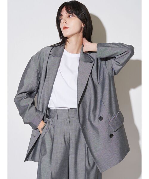 ELENDEEK(エレンディーク)の「ダブルブレストテーラージャケット(テーラードジャケット・レディース・グレー/ブラウン・FREE)」の9枚目の写真