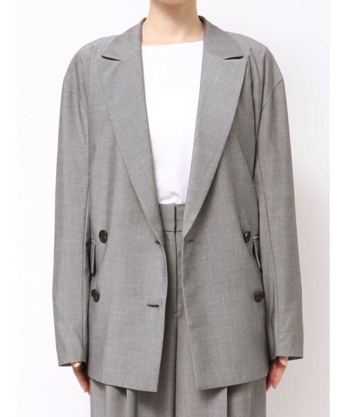 ELENDEEK(エレンディーク)の「ダブルブレストテーラージャケット(テーラードジャケット・レディース・グレー/ブラウン・FREE)」の4枚目の写真