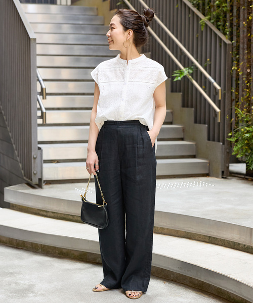 B.C STOCK(ベーセーストック)の「《追加4》手洗い可 / フレンチリネンストレートパンツ(その他パンツ・レディース・ピンク/グリーン/カーキ/ブラック/ダークブルー/ベージュ・SMALL/MEDIUM)」の7枚目の写真