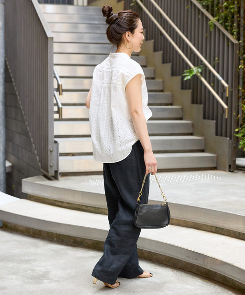 B.C STOCK(ベーセーストック)の「《追加4》手洗い可 / フレンチリネンストレートパンツ(その他パンツ・レディース・ピンク/グリーン/カーキ/ブラック/ダークブルー/ベージュ・SMALL/MEDIUM)」の8枚目の写真