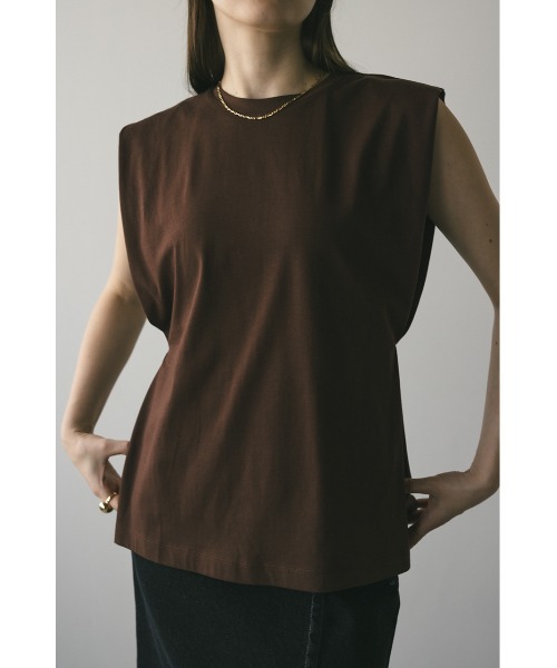 STYLEMIXER（スタイルミキサー）の「ショルダータックタンク（タンクトップ・レディース・ブラウン/ホワイト/ブラック/レッド・FREE）」の3枚目の写真