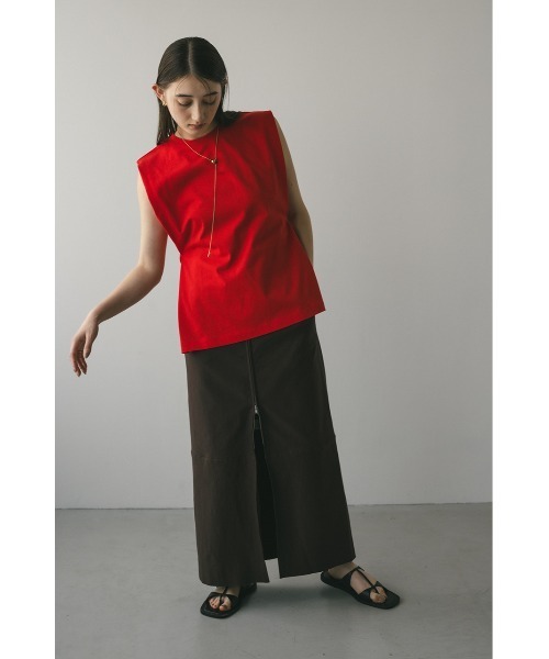 STYLEMIXER（スタイルミキサー）の「ショルダータックタンク（タンクトップ・レディース・ブラウン/ホワイト/ブラック/レッド・FREE）」の14枚目の写真