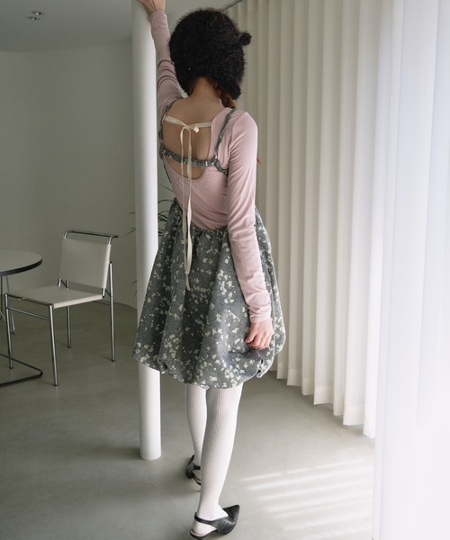 HONEY MI HONEY(ハニーミーハニー)の「balloon jacquard camisole mini one-piece(ワンピース・レディース・グレー/サックスブルー/ホワイト・FREE)」の7枚目の写真