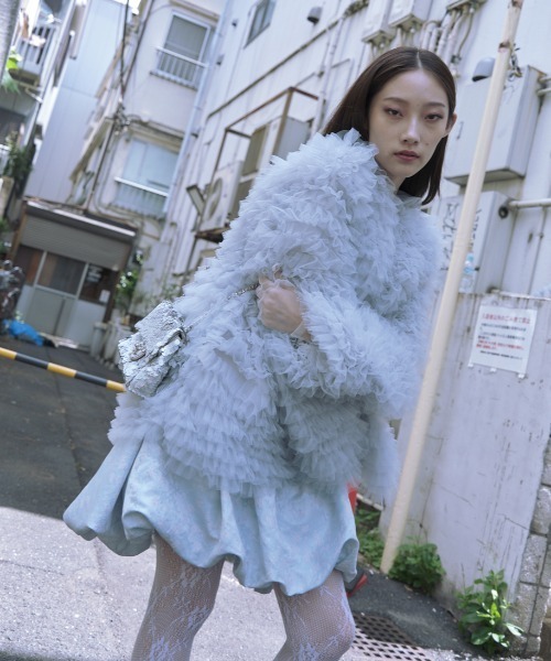 HONEY MI HONEY(ハニーミーハニー)の「balloon jacquard camisole mini one-piece(ワンピース・レディース・グレー/サックスブルー/ホワイト・FREE)」の10枚目の写真