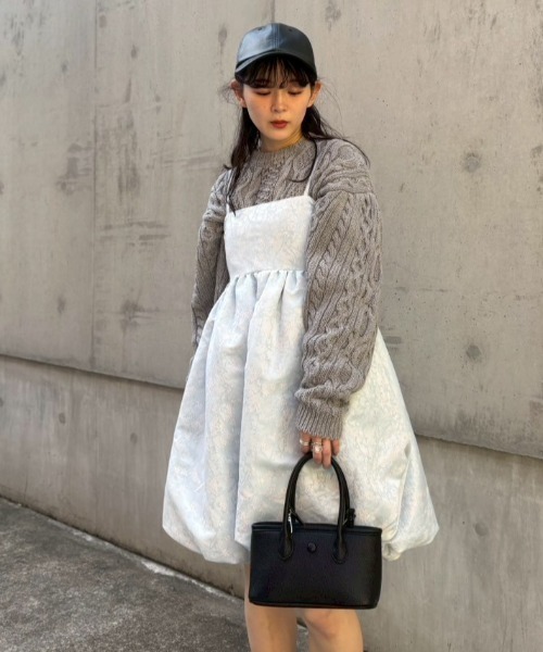 HONEY MI HONEY(ハニーミーハニー)の「balloon jacquard camisole mini one-piece(ワンピース・レディース・グレー/サックスブルー/ホワイト・FREE)」の20枚目の写真