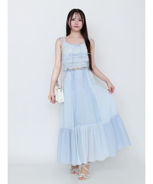 EATME（イートミー）の「ギャザーノースリーブTOP（キャミソール・レディース・アイボリー/ブラック/ブルー・FREE）」の6枚目の写真