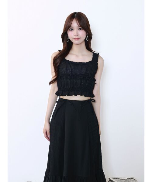 EATME（イートミー）の「ギャザーノースリーブTOP（キャミソール・レディース・アイボリー/ブラック/ブルー・FREE）」の8枚目の写真