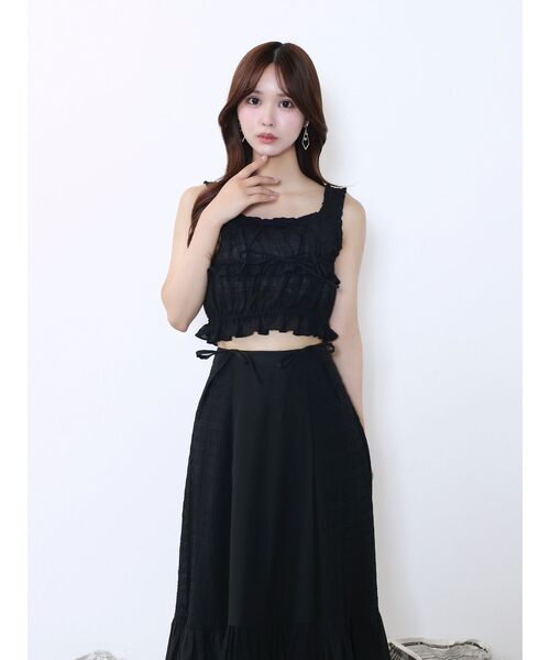 EATME（イートミー）の「ギャザーノースリーブTOP（キャミソール・レディース・アイボリー/ブラック/ブルー・FREE）」の9枚目の写真