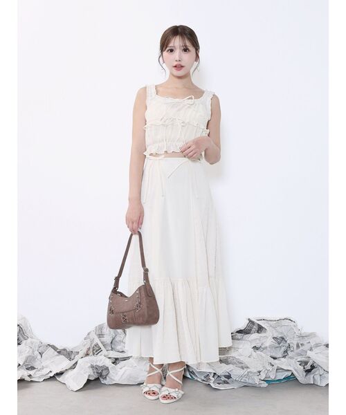 EATME（イートミー）の「ギャザーノースリーブTOP（キャミソール・レディース・アイボリー/ブラック/ブルー・FREE）」の14枚目の写真