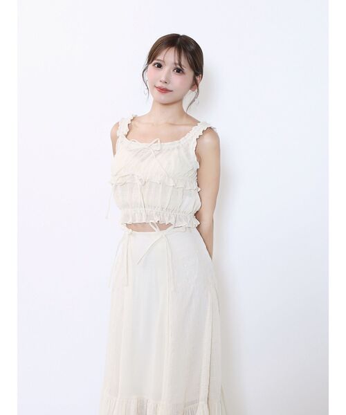 EATME（イートミー）の「ギャザーノースリーブTOP（キャミソール・レディース・アイボリー/ブラック/ブルー・FREE）」の16枚目の写真