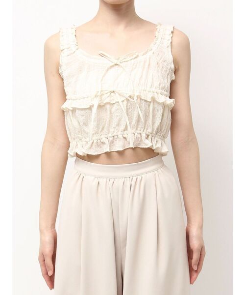 EATME（イートミー）の「ギャザーノースリーブTOP（キャミソール・レディース・アイボリー/ブラック/ブルー・FREE）」の19枚目の写真