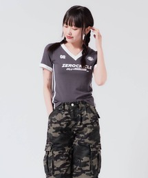 長袖Tシャツ Vネック ゲームシャツ ユニフォーム風 スポーティ Vネック ゲームシャツ風 スウェットシャツ | GUGU