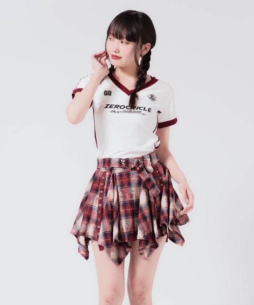 Chick(チック)の「Sports uniform-style tops / スポーツユニフォーム風トップス(Tシャツ/カットソー・レディース・ブラック/グレー/ブルー/ホワイト×レッド/ホワイト/レッド・FREE)」の13枚目の写真