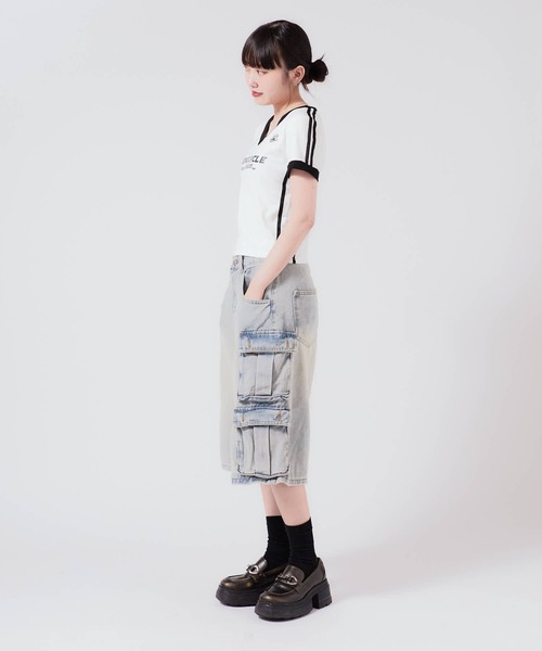 Chick(チック)の「Sports uniform-style tops / スポーツユニフォーム風トップス(Tシャツ/カットソー・レディース・ブラック/グレー/ブルー/ホワイト×レッド/ホワイト/レッド・FREE)」の11枚目の写真