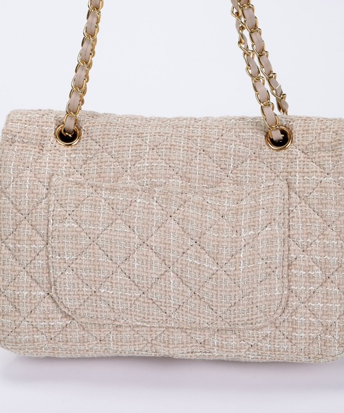 セール】【500mlペットボトル収納可】2way キルト ツイード チェーン