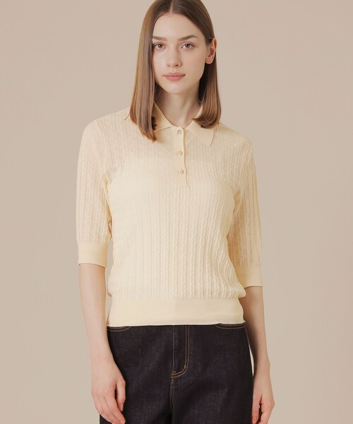 MACKINTOSH LONDON(マッキントッシュ ロンドン)の「シアーアンドリューニットポロシャツ(ポロシャツ・レディース・ネイビー/ベージュ/ピンク系その他2・38/40)」の1枚目の写真