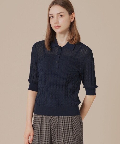 MACKINTOSH LONDON(マッキントッシュ ロンドン)の「シアーアンドリューニットポロシャツ(ポロシャツ・レディース・ネイビー/ベージュ/ピンク系その他2・38/40)」の2枚目の写真