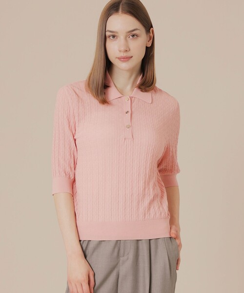 MACKINTOSH LONDON(マッキントッシュ ロンドン)の「シアーアンドリューニットポロシャツ(ポロシャツ・レディース・ネイビー/ベージュ/ピンク系その他2・38/40)」の3枚目の写真