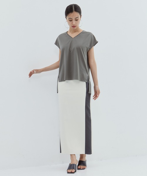 KANEMASA PHIL.(カネマサフィル)の「【KANEMASA/カネマサ】《STUDIOUS別注》French Sleeve Shirt/フレンチスリーブシャツ/カットソー(シャツ/ブラウス・レディース・ブラック/グレー・FREE)」の4枚目の写真