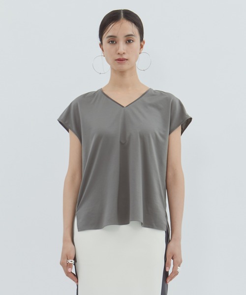 KANEMASA PHIL.(カネマサフィル)の「【KANEMASA/カネマサ】《STUDIOUS別注》French Sleeve Shirt/フレンチスリーブシャツ/カットソー(シャツ/ブラウス・レディース・ブラック/グレー・FREE)」の6枚目の写真