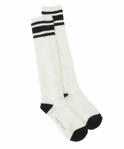 Candy Stripper（キャンディストリッパー）の「LINE RIB HIGH ソックス（ソックス/靴下・レディース・ホワイト×ブラック/ブラック×ホワイト/ブラック×グレー・FREE）」の4枚目の写真