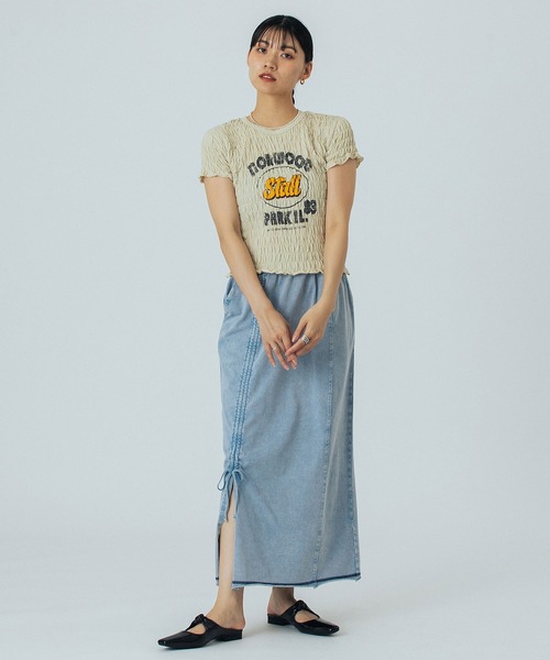 ROSE BUD（ローズバッド）の「FADET LONG SKIRT（スカート・レディース・ライトブルー/チャコールグレー・ONE SIZE）」の18枚目の写真