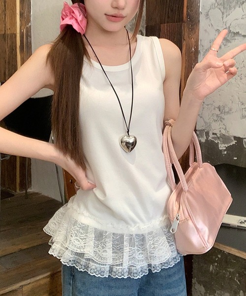 CERCA(チェルカ)の「HALEY PESCA/フリルレイヤードタンクトップ(タンクトップ・レディース・グレー/ブラック・MEDIUM/SMALL/LARGE)」の4枚目の写真