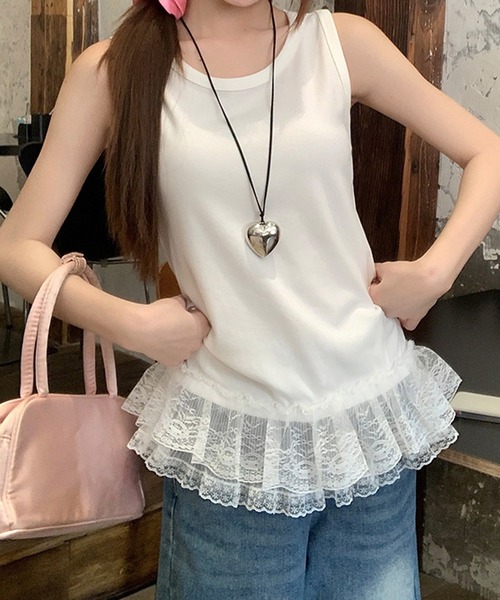 CERCA(チェルカ)の「HALEY PESCA/フリルレイヤードタンクトップ(タンクトップ・レディース・グレー/ブラック・MEDIUM/SMALL/LARGE)」の6枚目の写真