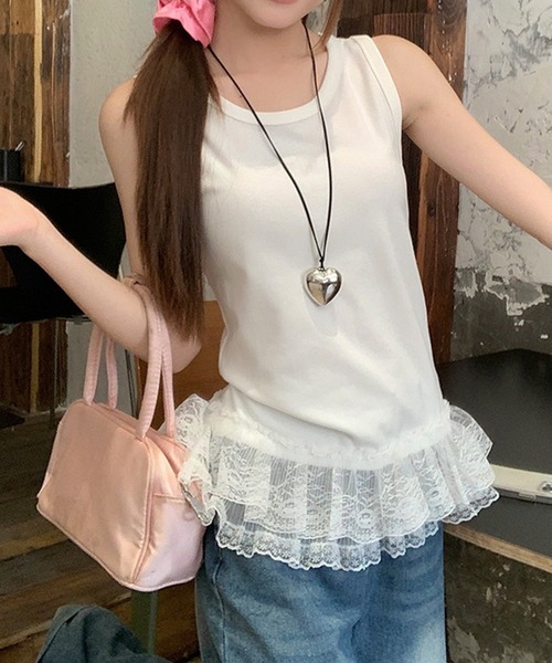 CERCA(チェルカ)の「HALEY PESCA/フリルレイヤードタンクトップ(タンクトップ・レディース・グレー/ブラック・MEDIUM/SMALL/LARGE)」の7枚目の写真
