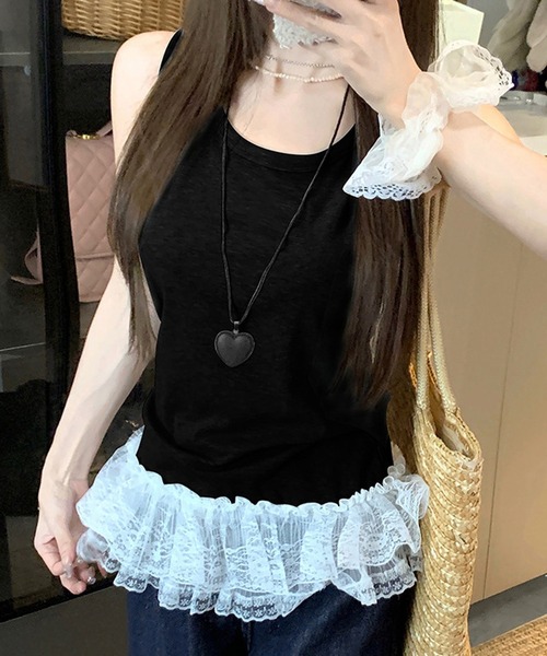 CERCA(チェルカ)の「HALEY PESCA/フリルレイヤードタンクトップ(タンクトップ・レディース・グレー/ブラック・MEDIUM/SMALL/LARGE)」の11枚目の写真