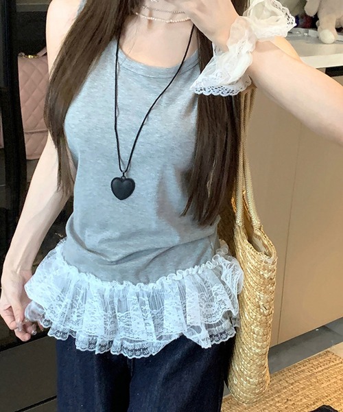 CERCA(チェルカ)の「HALEY PESCA/フリルレイヤードタンクトップ(タンクトップ・レディース・グレー/ブラック・MEDIUM/SMALL/LARGE)」の12枚目の写真