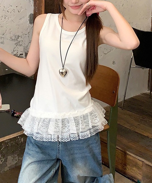 CERCA(チェルカ)の「HALEY PESCA/フリルレイヤードタンクトップ(タンクトップ・レディース・グレー/ブラック・MEDIUM/SMALL/LARGE)」の17枚目の写真