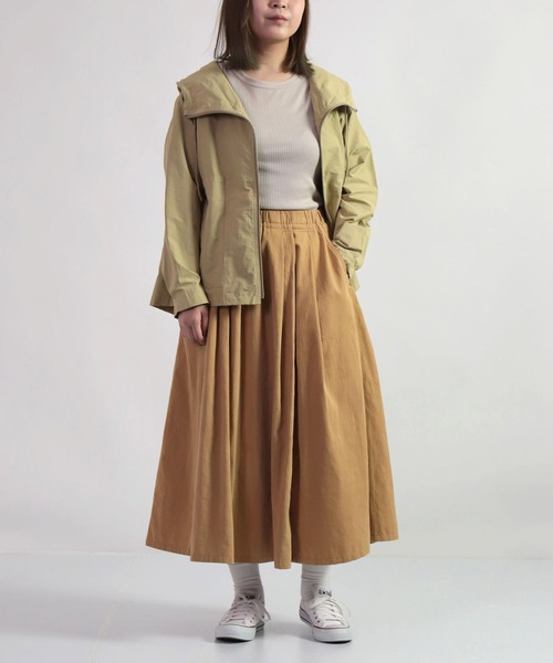 D.M.G.（ドミンゴ）の「[D.M.G. / ディーエムジー] コットンフランネルツイル マキシ丈スカート（スカート・レディース・ベージュ/ブルー・M/S）」の4枚目の写真