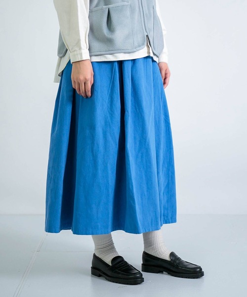 D.M.G.（ドミンゴ）の「[D.M.G. / ディーエムジー] コットンフランネルツイル マキシ丈スカート（スカート・レディース・ベージュ/ブルー・M/S）」の9枚目の写真