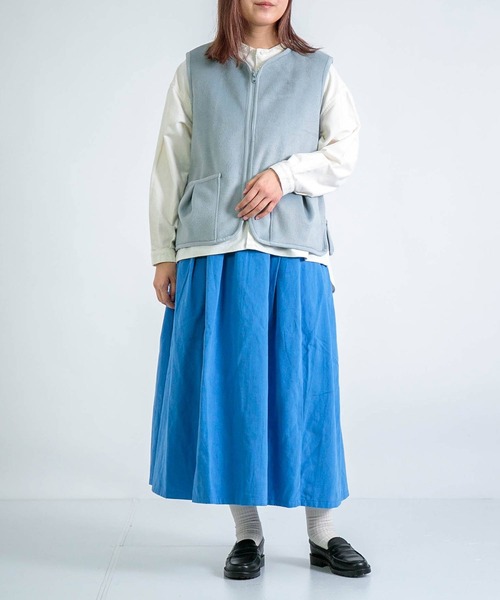 D.M.G.（ドミンゴ）の「[D.M.G. / ディーエムジー] コットンフランネルツイル マキシ丈スカート（スカート・レディース・ベージュ/ブルー・M/S）」の10枚目の写真