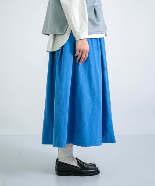 D.M.G.（ドミンゴ）の「[D.M.G. / ディーエムジー] コットンフランネルツイル マキシ丈スカート（スカート・レディース・ベージュ/ブルー・M/S）」の13枚目の写真