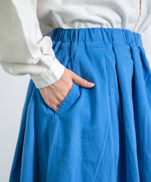 D.M.G.（ドミンゴ）の「[D.M.G. / ディーエムジー] コットンフランネルツイル マキシ丈スカート（スカート・レディース・ベージュ/ブルー・M/S）」の16枚目の写真