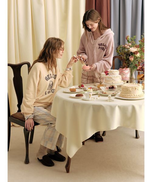 gelato pique（ジェラートピケ）の「トレンドチェック柄ロングパンツ（ルームウェア/パジャマ・レディース・ブラウン/ピンク/ブルー・F）」の7枚目の写真